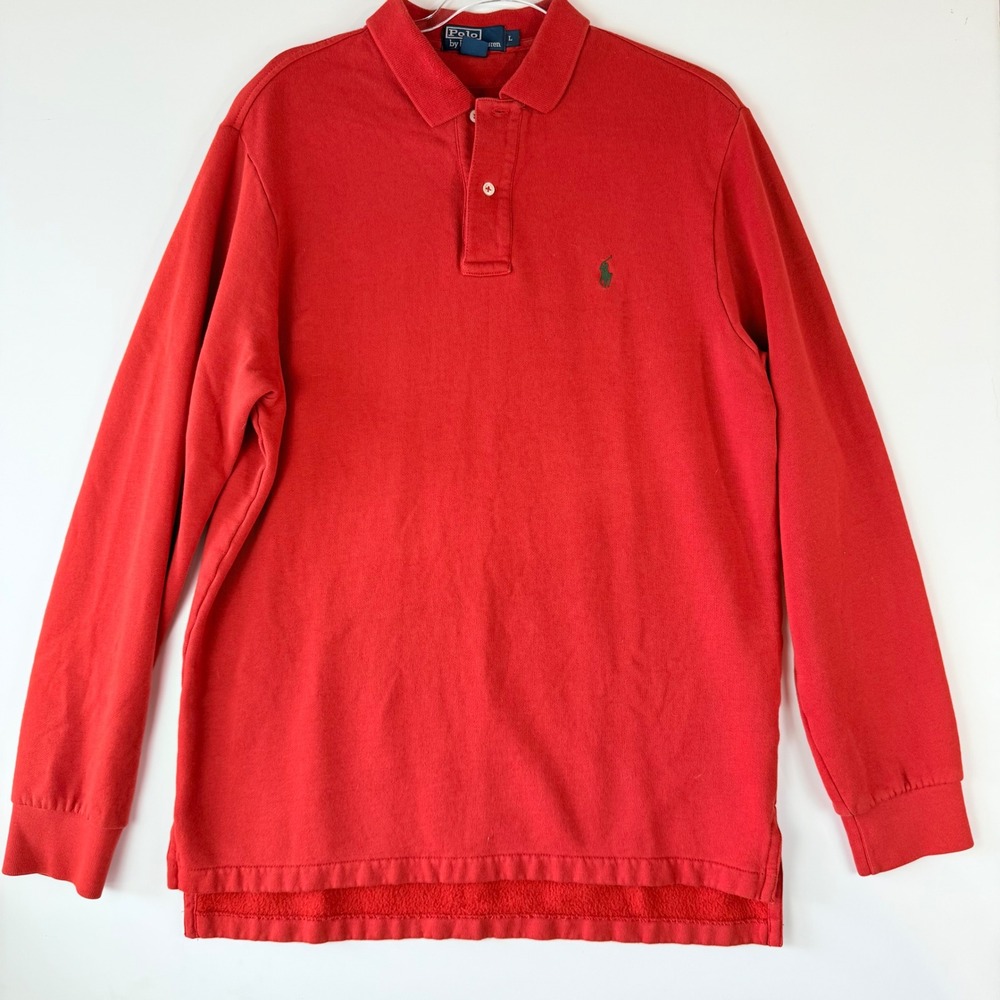 Polo Ralph Lauren Long Sleeve Polo Sweatshirt Orange Red Large